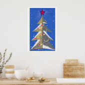 Poster Stylized Christmas Tree Mid-Century Matchbox Label (Cuisine)