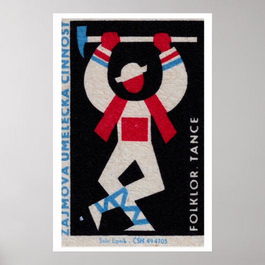 Poster Stylized Folk Dancer Czechoslovakia 1960s-70s (Devant)