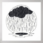 Poster Stylized Rain Cloud with Falling Rain and Puddle (Devant)
