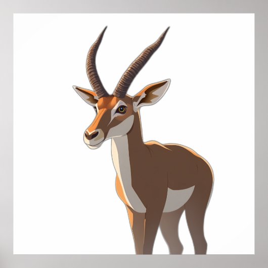 Poster Stylized Springbok Antelope Full Body Illustration (Devant)