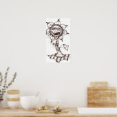 Poster Stylo à fleurs et toile d'encre (Cuisine)