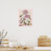 Poster Stylo à fleurs rose et collage d'art d'encre (Cuisine)