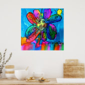 Poster Stylo d'art pour enfant fleur heureux et rose rose (Cuisine)