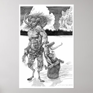 Poster stylo et encre Krampus