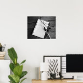 Poster Stylo et lunettes Noir & Blanc Notepad 16x20 (Bureau à domicile)