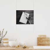 Poster Stylo et lunettes Noir & Blanc Notepad 16x20 (Cuisine)
