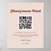 Poster Stylo retro Peach Pink Honeymoon fund Code QR (Devant)