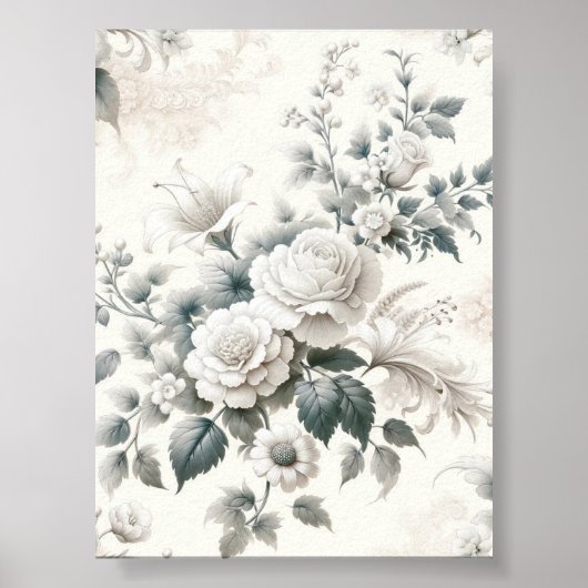 Poster Sublimation vintage du modèle floral neutre (Devant)