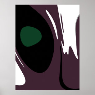 Poster Submersion : Noir Abstrait, Blanc, Violet & Vert