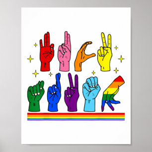 Poster Subtil Anti-Trump Asl Langue Des Signes Lgbtq+ Rés