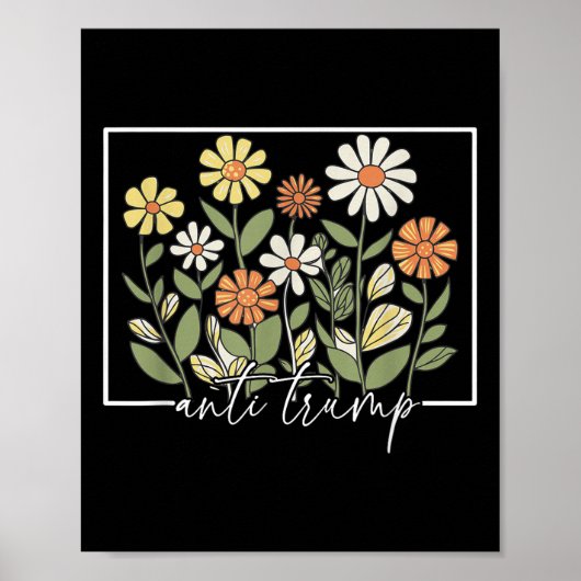 Poster Subtil démocrate de la fleur florale anti-Trump (Devant)