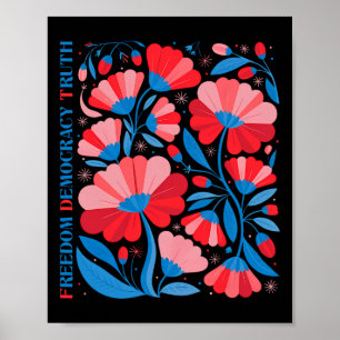 Poster Subtil Liberté Démocratie Vérité Boho Floral 4 Jui