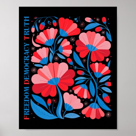 Poster Subtil Liberté Démocratie Vérité Boho Floral 4 Jui (Devant)
