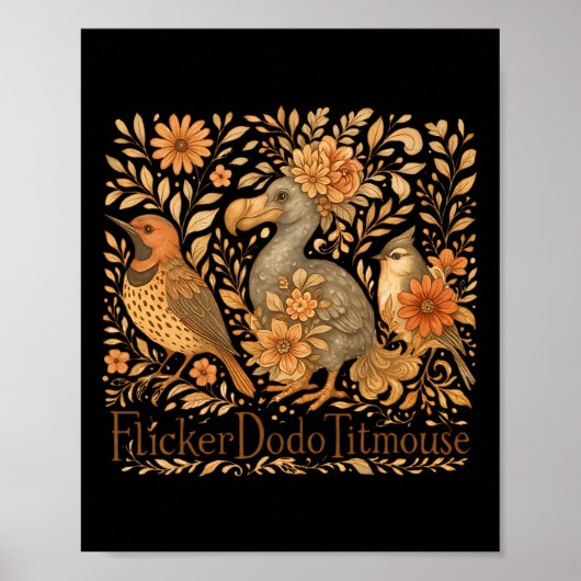 Poster Subtle Birds Flicker Dodo Titmouse Trump Resist Bo (Devant)
