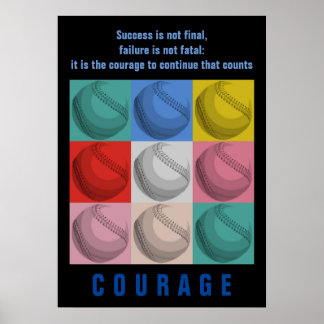Poster Succès Courage Baseball Inspiration