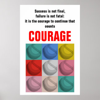 Poster Succès Courage Baseball Inspiration