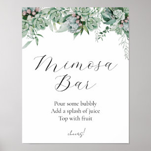 Poster Succulent and Eucalyptus Greenery Bar Sign
