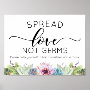 Poster Succulent Aquarelle Répendez l'Amour Pas les Germe