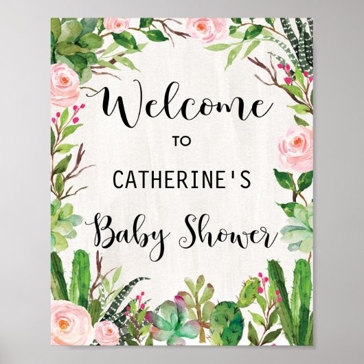 Poster Succulent de l'Affiche de bienvenue Baby sh (Devant)