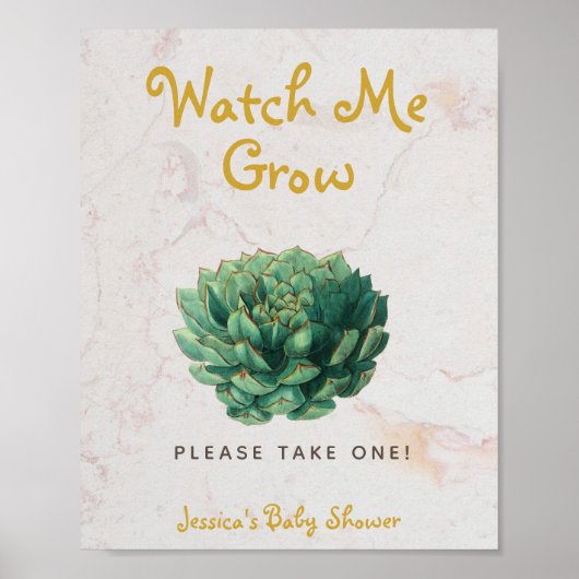 Poster Succulent Watch Me Croissance Baby shower Botaniqu (Devant)