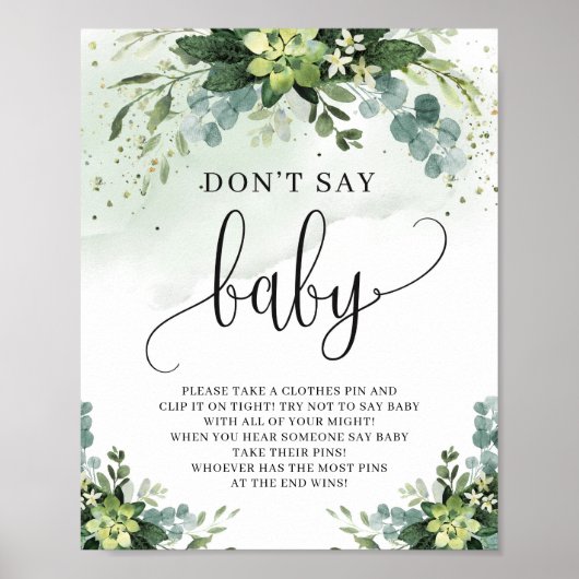 Poster Succulentes fleurs eucalyptus ne disent pas pannea (Devant)