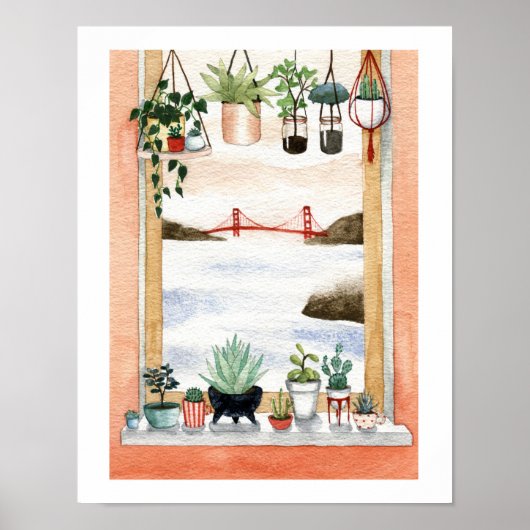 Poster Succulents et Golden Gate Bridge (Devant)
