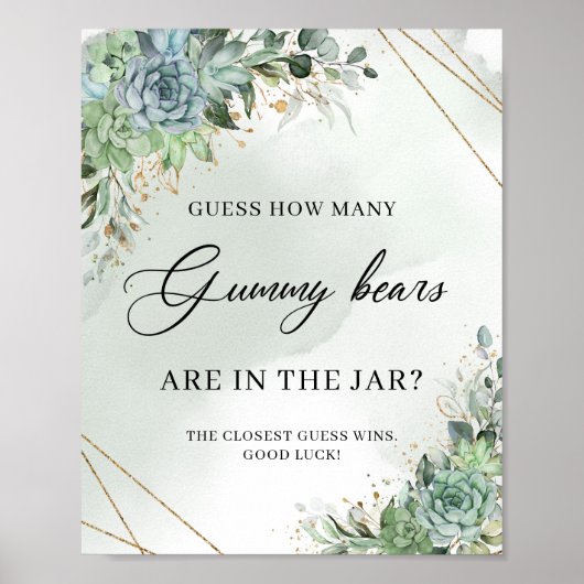 Poster Succulents verdure Devinez Combien de Gummy Ours (Devant)