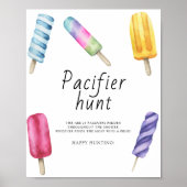 Poster Sucette - chasse au pacificateur jeu de baby showe (Devant)
