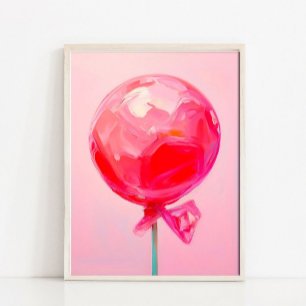 Poster Sucette Rose Pop Art Moderne Nature Morte Bonbon D