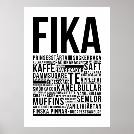 Poster Sucettes de café en sucre Fika Typographie (Devant)
