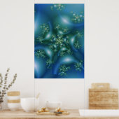 Poster Sucré | Art fractal bleu et vert (Cuisine)