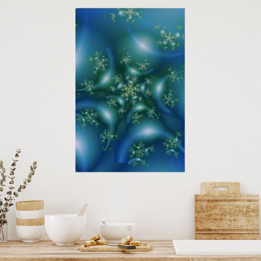 Poster Sucré | Art fractal bleu et vert (Cuisine)