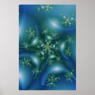 Poster Sucré Art fractal bleu et vert