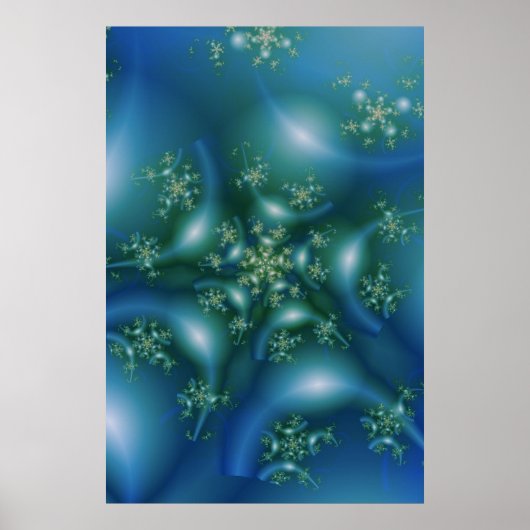 Poster Sucré | Art fractal bleu et vert (Devant)