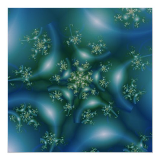 Poster Sucré | Art fractal bleu et vert (Devant)