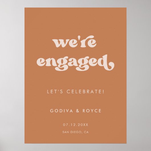 Poster Sucre Brown rétro élégant Nous sommes engagés (Devant)