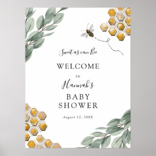 Poster Sucré comme peut Bee Eucalyptus Baby shower Accuei