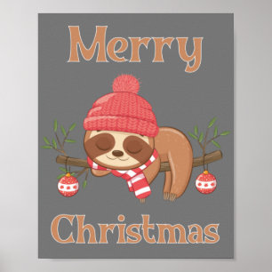 Poster Sucre Cute Sloth Noël