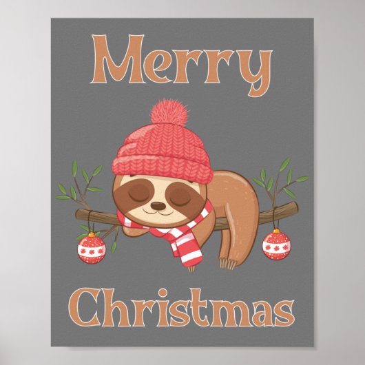 Poster Sucre Cute Sloth Noël (Devant)