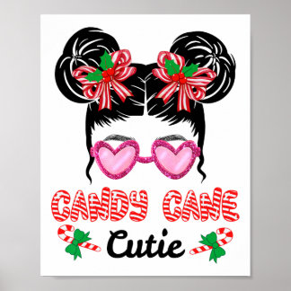 Poster Sucre de canne de Noël Cutie Messy Bun Girls Kids