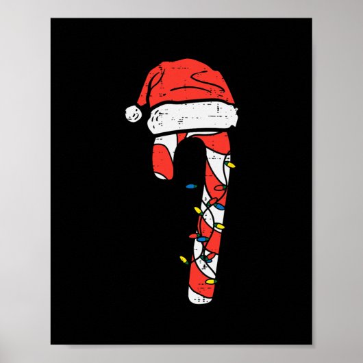 Poster sucre de canne de noël père Noël xmas enfants jeun (Devant)