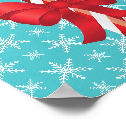 Poster Sucre de canne Festif De Noël Avec Un Bow (Coin)