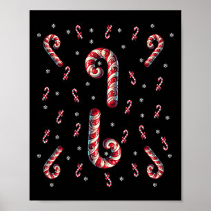 Poster Sucre de canne Rouge Et Blanc Père Noël Noël Jeu D