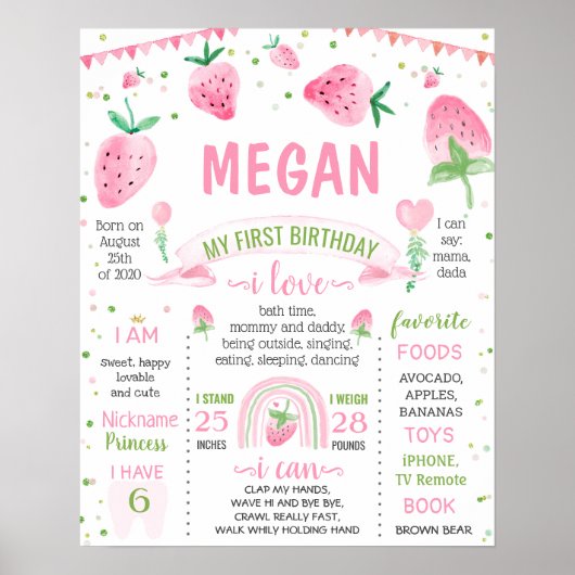 Poster Sucre fraise un anniversaire jalon (Devant)