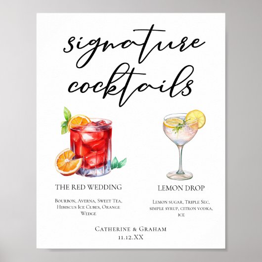 Poster Sucré Signature Cocktails Menu Mariage (Devant)