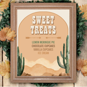 Poster Sucreries et desserts de cactus du désert rustique