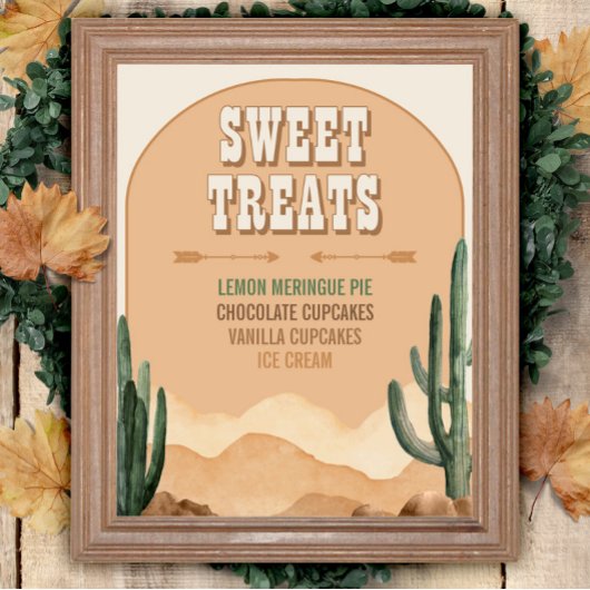 Poster Sucreries et desserts de cactus du désert rustique
