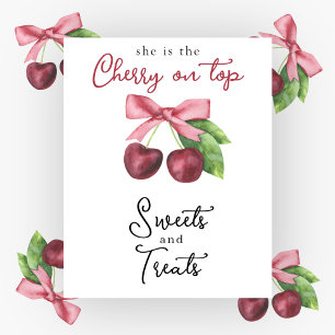 Poster Sucreries et friandises pour baby shower Cerise à 
