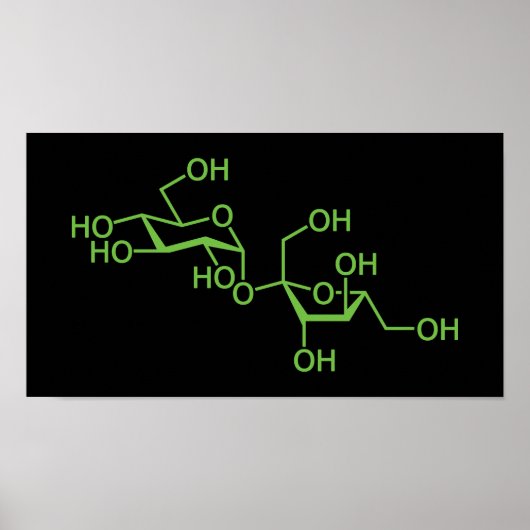 Poster Sucrose Sugar Molecule Diagramme chimique (Devant)