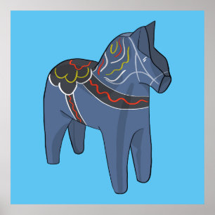 Poster Suède Dala Horse Dalecarlian suédois